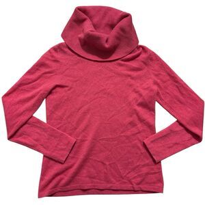 Vertical Design Sweater Women’s Large Pink 2 Ply Cashmere Turtleneck Pullover